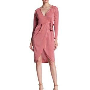 Topshop Long Sleeve Mauve Dolman Wrap Dress